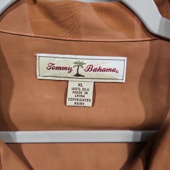 Tommy Bahama 100% Silk Button Up Down Short Sleeve Shirt Brown Mens XL Palm Tree - Picture 5 of 11